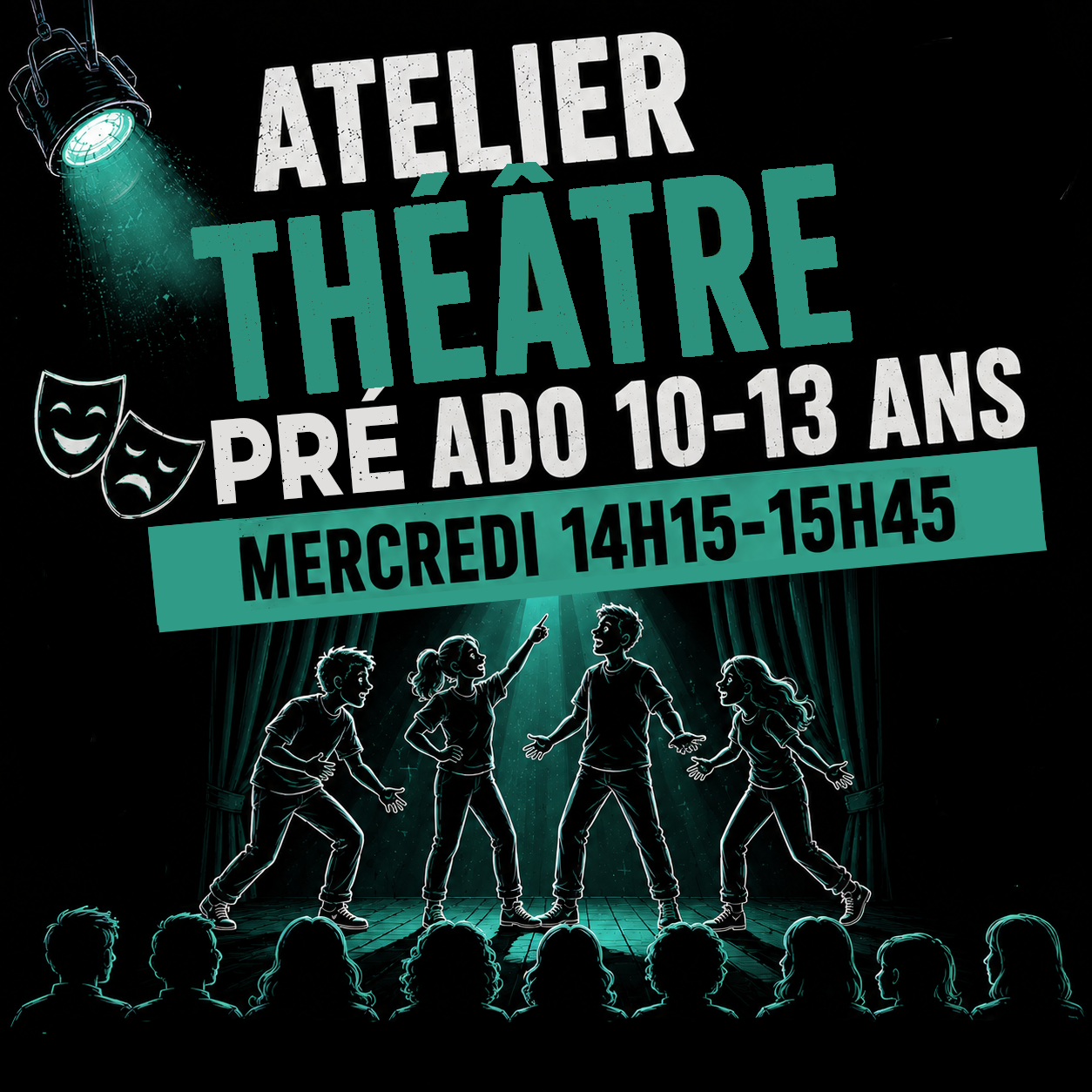 Cours de théâtre pré-ados 10 à 13 ans